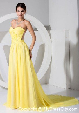 Chiffon Sweetheart Backless Prom Dress 2013 in Yellow