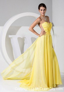 Chiffon Sweetheart Backless Prom Dress 2013 in Yellow