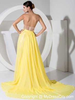 Chiffon Sweetheart Backless Prom Dress 2013 in Yellow