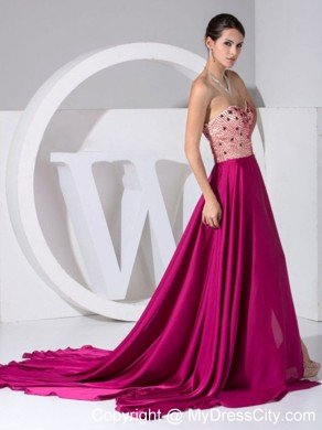 Beaded Sweetheart High Slit Prom Dress with Brush Train