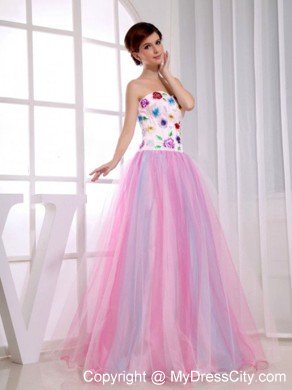 Pink Sweetheart Organza Embroidery 2013 Prom Dress