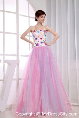 Pink Sweetheart Organza Embroidery 2013 Prom Dress