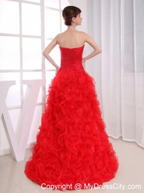 High-low Red Mermaid Silt Ruffles Layered Prom Dress