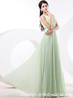 Cheap One Shoulder Pleats Empire Apple Green Junior Prom Dresses