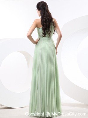 Cheap One Shoulder Pleats Empire Apple Green Junior Prom Dresses