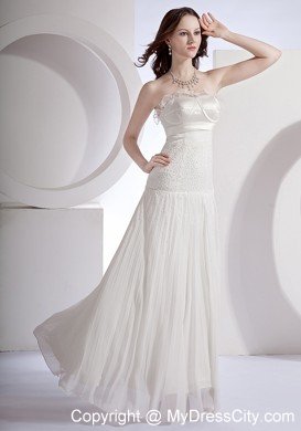 Beaded Strapless Pleats White 2013 Cheap Prom Dress On Sale