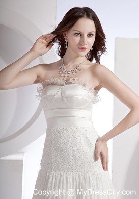 Beaded Strapless Pleats White 2013 Cheap Prom Dress On Sale