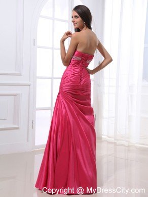 Hot Pink Ruched Beaded Sweetheart Formal Prom Gowns 2013