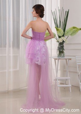 Lavender Appliques with Beading Mini-length High-low Prom Dresses