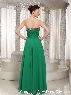 Pretty Sweetheart Beaded Ruching Green Chiffon Junior Prom Dress