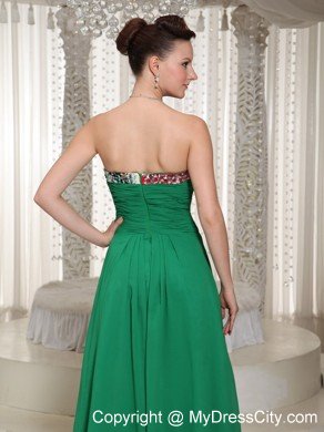 Pretty Sweetheart Beaded Ruching Green Chiffon Junior Prom Dress