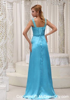 Beaded High Slit V-neck Aqua Blue Formal Prom Dresses 2013