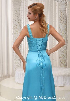 Beaded High Slit V-neck Aqua Blue Formal Prom Dresses 2013