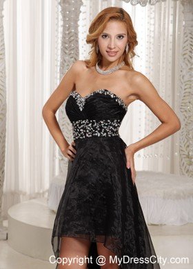 Black Sweetheart Beaded Front Short Back Long Prom Dress