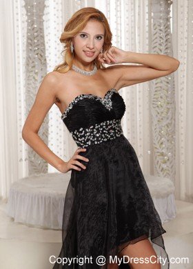 Black Sweetheart Beaded Front Short Back Long Prom Dress