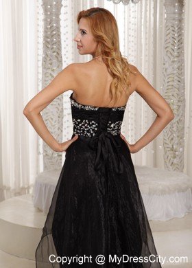 Black Sweetheart Beaded Front Short Back Long Prom Dress