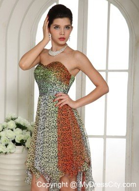 Leopard Colorful Chiffon High-low Semi-formal Prom Dresses