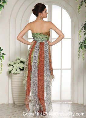 Leopard Colorful Chiffon High-low Semi-formal Prom Dresses