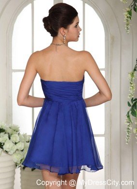 Mini-length Strapless Beaded Royal Blue Prom Homecoming Dress