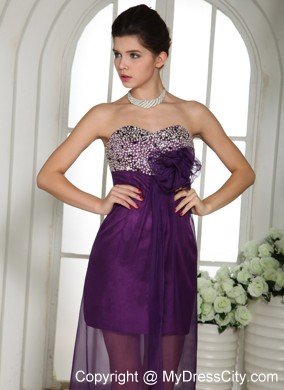 New Arrival Beaded Flowers Chiffon High-low Dresses for Prom