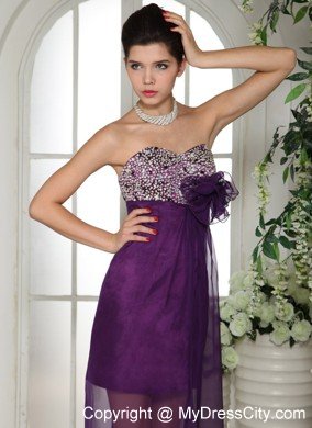 New Arrival Beaded Flowers Chiffon High-low Dresses for Prom