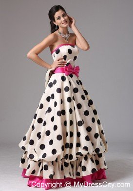 Pretty A-line Strapless Prom Gowns with Bowknot Front and Back