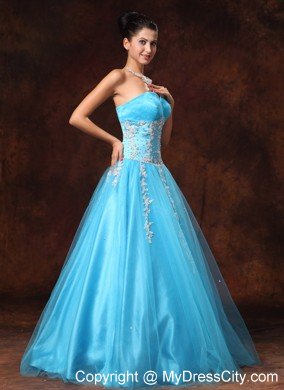 Modest Sweetheart Appliques A-line Aqua Blue 2013 Prom Gowns