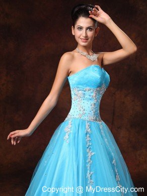 Modest Sweetheart Appliques A-line Aqua Blue 2013 Prom Gowns