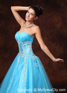 Modest Sweetheart Appliques A-line Aqua Blue 2013 Prom Gowns