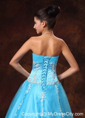 Modest Sweetheart Appliques A-line Aqua Blue 2013 Prom Gowns