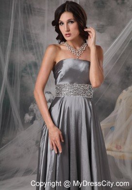 Beaded Strapless A-line Silver Prom Evening Dresses for Cheap