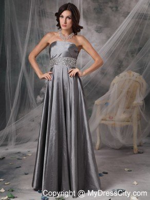 Beaded Strapless A-line Silver Prom Evening Dresses for Cheap