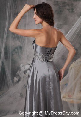 Beaded Strapless A-line Silver Prom Evening Dresses for Cheap