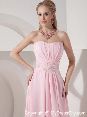 Fashion Style Sweetheart Beaded Baby Pink High-low Prom Party Dresses