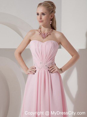 Fashion Style Sweetheart Beaded Baby Pink High-low Prom Party Dresses