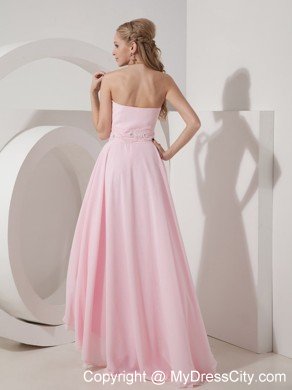 Fashion Style Sweetheart Beaded Baby Pink High-low Prom Party Dresses