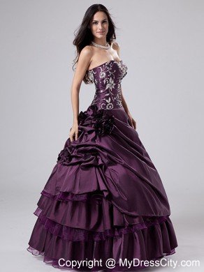 A-line Purple Beaded and Ruffled Quinceanera Dress