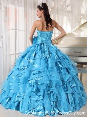 Aqua Blue Sweetheart Organza Quinceanera Dresses 2013