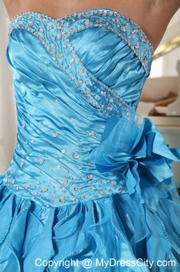 Aqua Blue Sweetheart Organza Quinceanera Dresses 2013