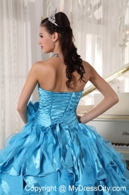 Aqua Blue Sweetheart Organza Quinceanera Dresses 2013