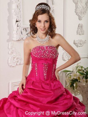 Two-toned Red Strapless Beaded Layers Quinceanera Dress