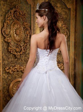 White Strapless Lace Quinceanera Dress 2013 on Sale