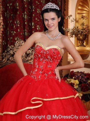 Multi-tiered Sweetheart Satin and Tulle Quinceanera Dress