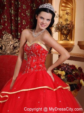 Multi-tiered Sweetheart Satin and Tulle Quinceanera Dress