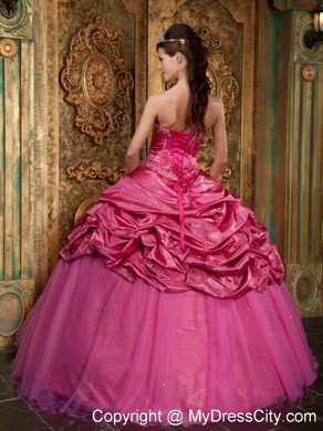 Pink Appliqued Sweetheart Quinceanera Dress with Jacket