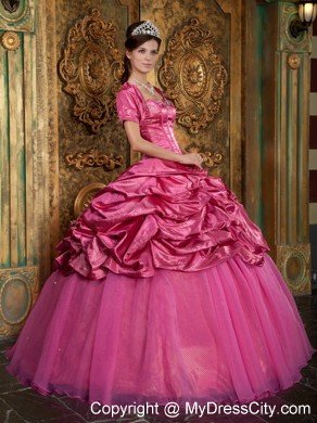 Pink Appliqued Sweetheart Quinceanera Dress with Jacket