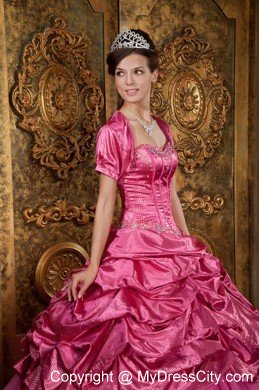 Pink Appliqued Sweetheart Quinceanera Dress with Jacket