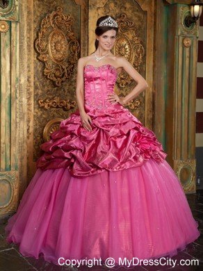 Pink Appliqued Sweetheart Quinceanera Dress with Jacket