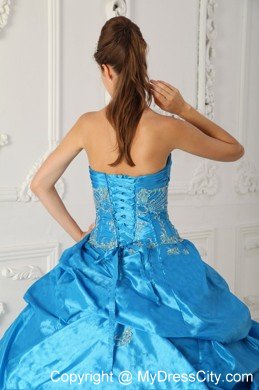 Long Appliqued Sweetheart Taffeta Quinceanera Party Dress