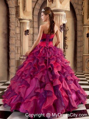 Strapless Two-toned Organza Quinceanera Dress Ruffled